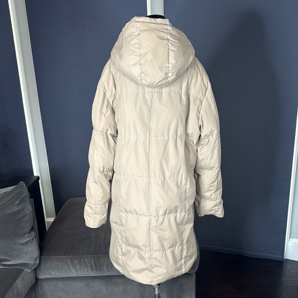 Vintage Beige Hooded Puffer Coat 725 Originals Mid Length Size EU44 (L/XL) *READ - Picture 4 of 15